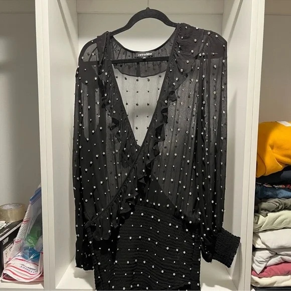 Retrofête Lennon Embellished Silk Chiffon Dress - Picture 5 of 6